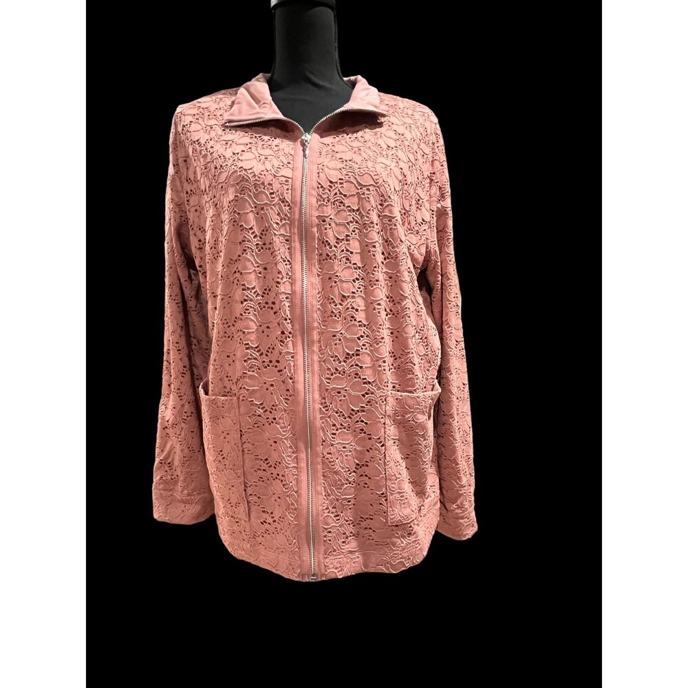Denim & Company Mauve Colored Zip up Jacket, Size XL